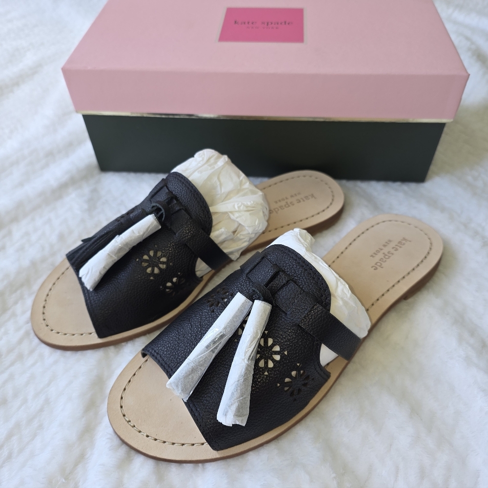Kate Spade Black Cutout Leather Sandals